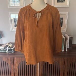 Wonderly Terracotta Tie-Front Blouse